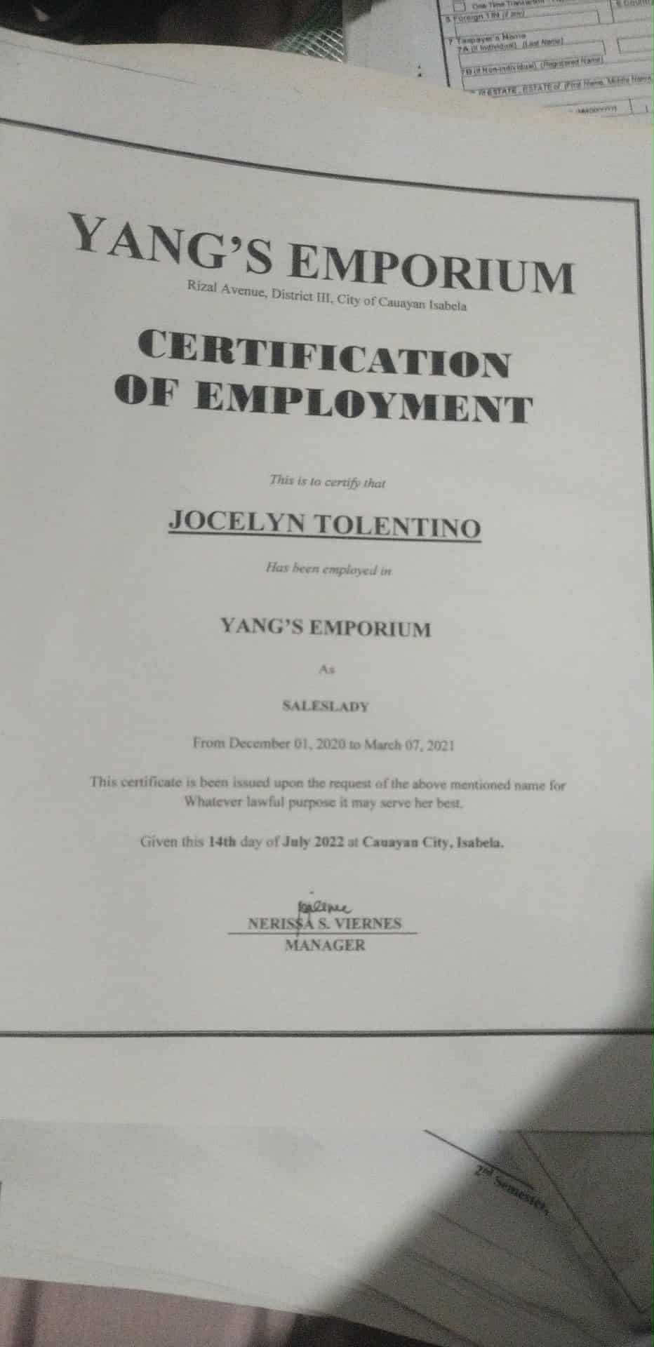Jocelyn Tolentino work experience photo 2
